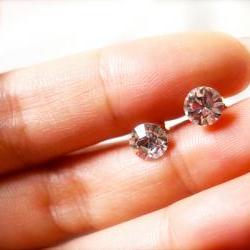 Bedazzled -- Clear, Diamante Stud, Swarovski Stud Earrings - Gold Earposts, Everyday Casual, Classic Chic, Weekend Fun